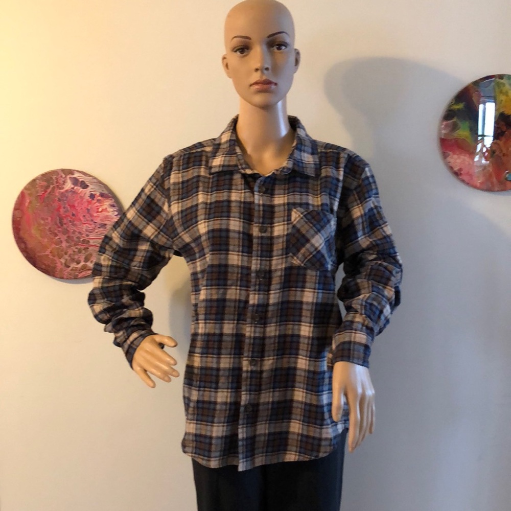 Street Legal Flannel Shirt. Size small. Brown , blue , ivory plaid